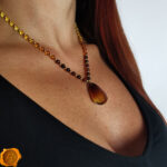Amber Gold Teardrop Necklace - Image 2