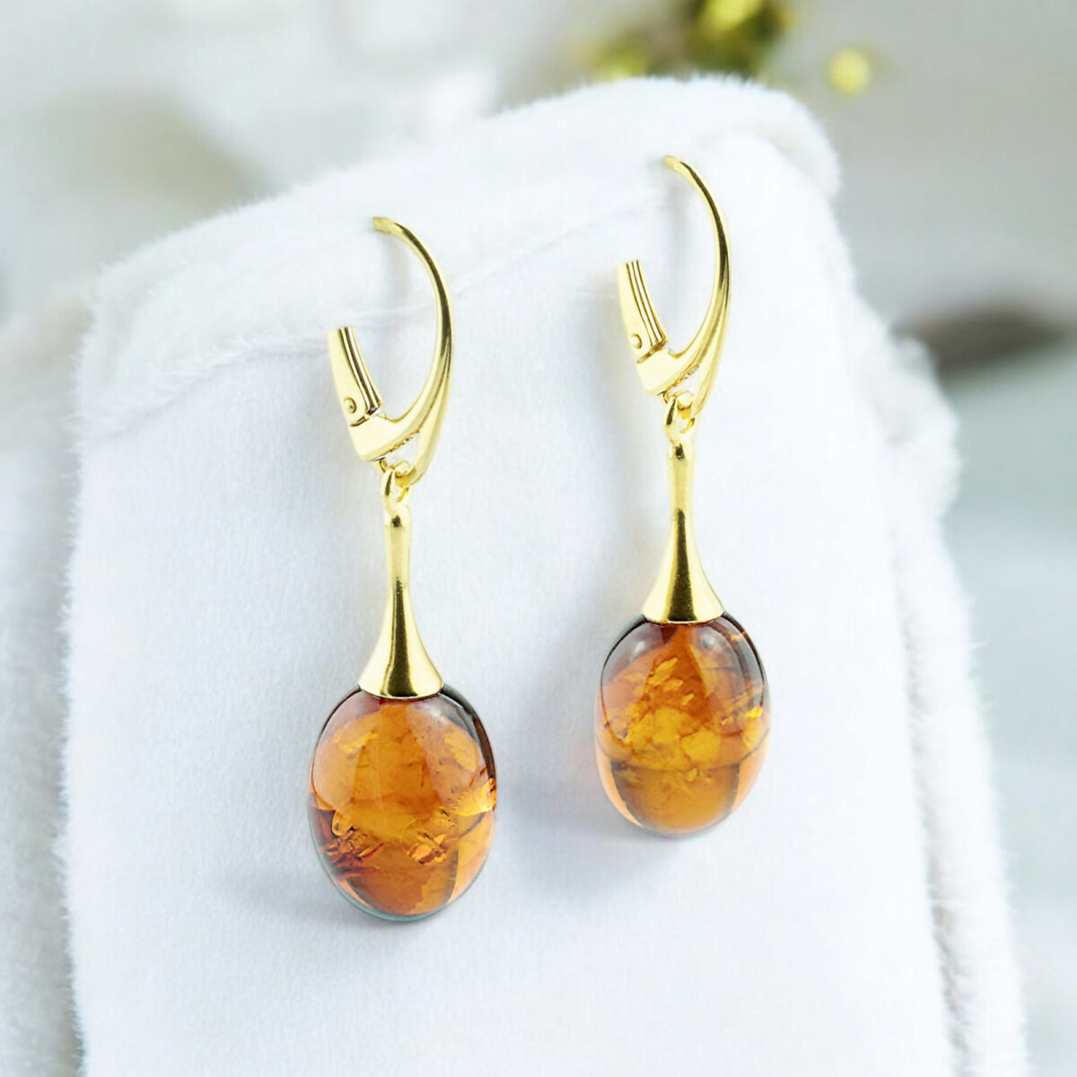 Amber Olive Gold Earrings - Image 3