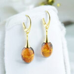 Amber Olive Gold Earrings - Image 3