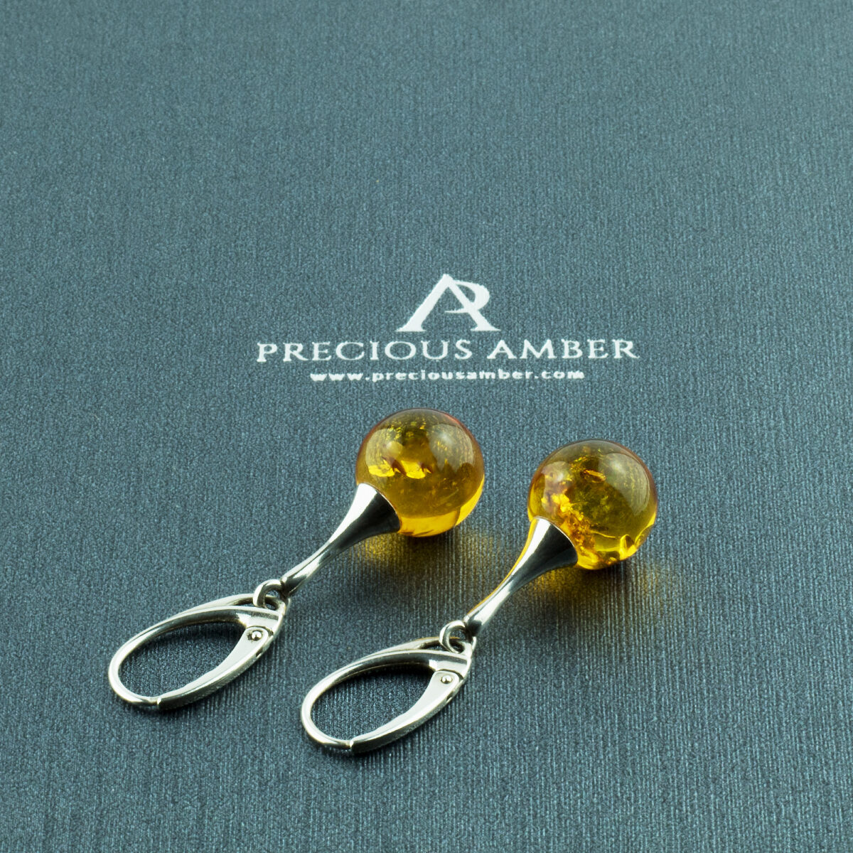 Honey Amber Silver Sphere 12mm - Image 1