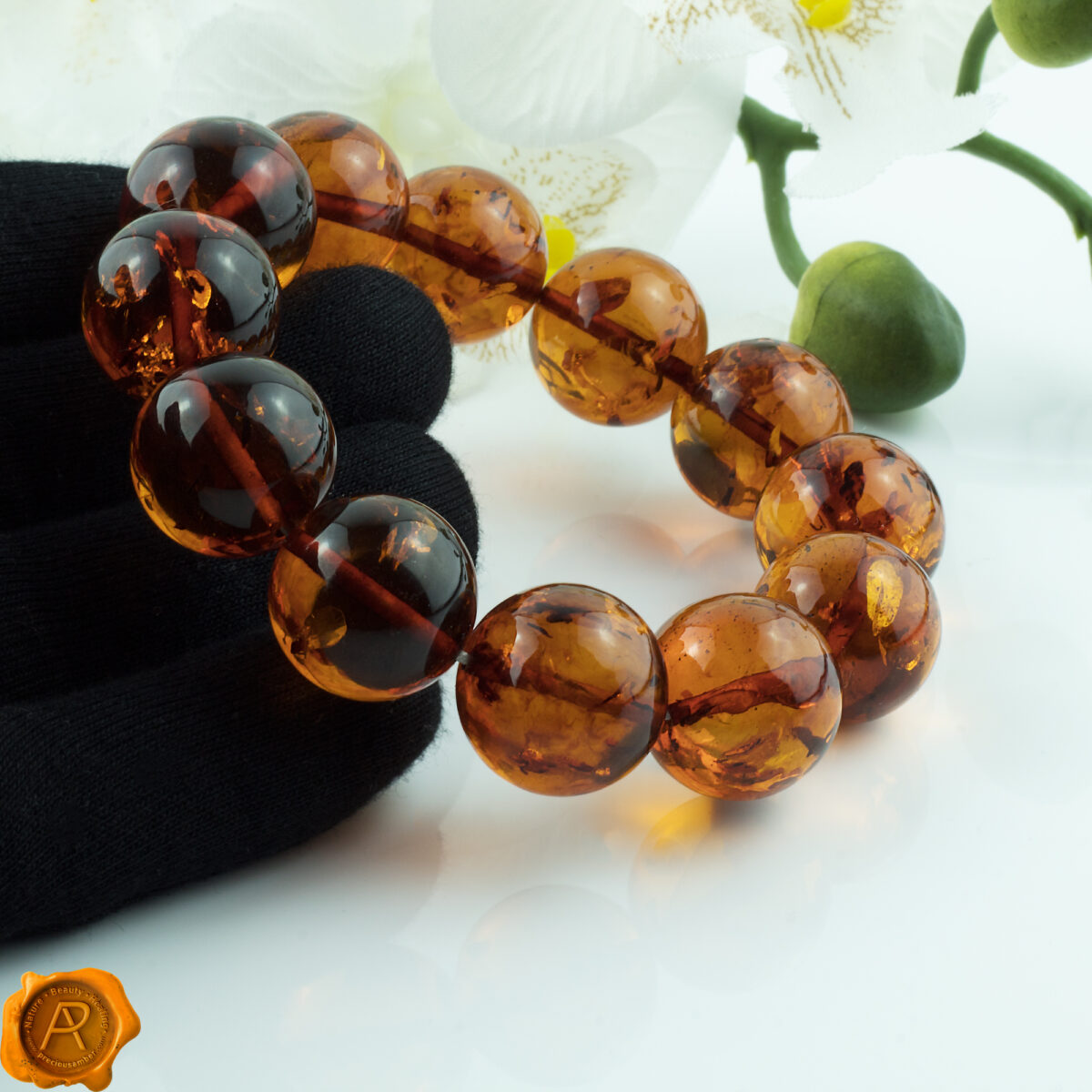 Large Cognac Amber Bracelet 20mm - Image 3