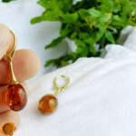 Amber Olive Gold Earrings - Image 5