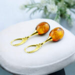 Amber Olive Gold Earrings - Image 4