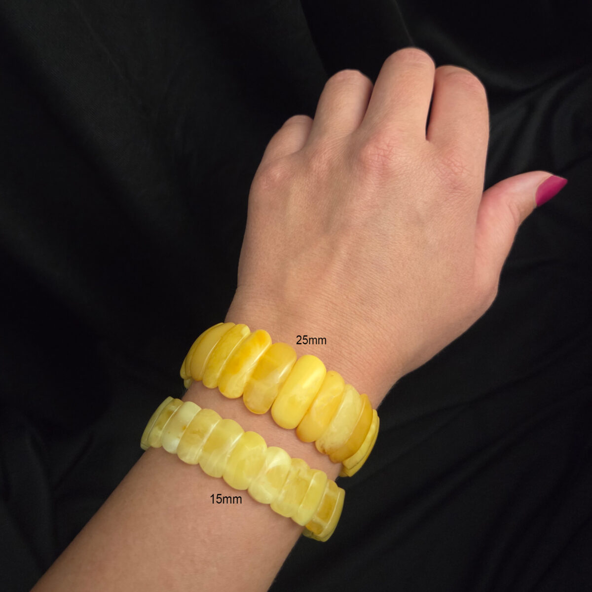 Natural Yellow Butter Baltic Amber Bangle Bracelet Women, Large Real Amber Gemstone Crystal Elastic Eco Cuff Chunky Bracelets Gift