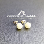 White Amber Stud Earrings