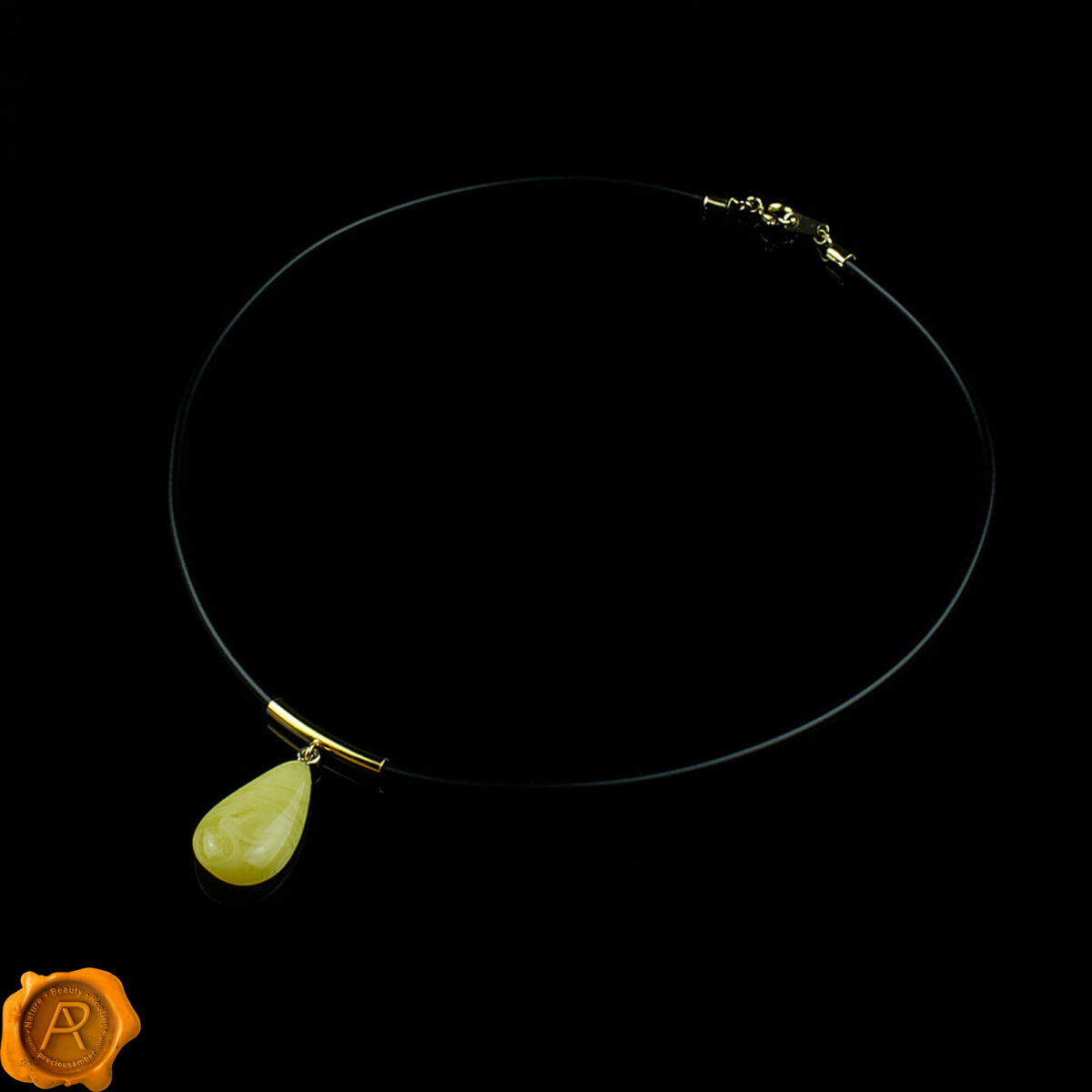 Amber Gold Choker Pendant - Image 4