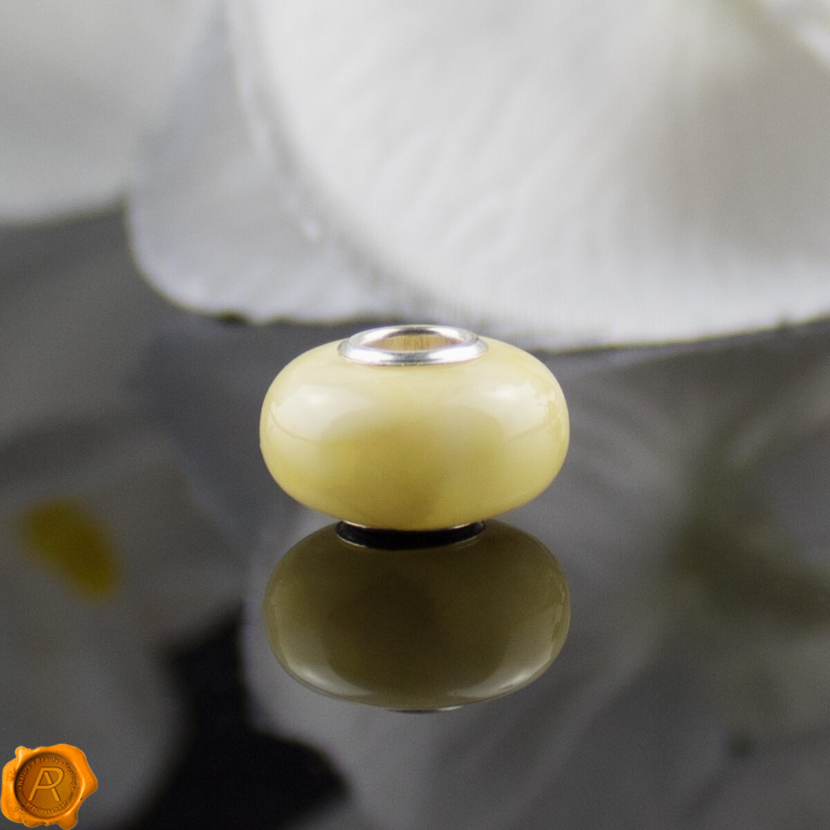 White-Baltic-Amber-Jewellery-Bracelet-Sterling-Silver-Charm-Beads-Pandora-Trollbead White Amber Charm - Image 1
