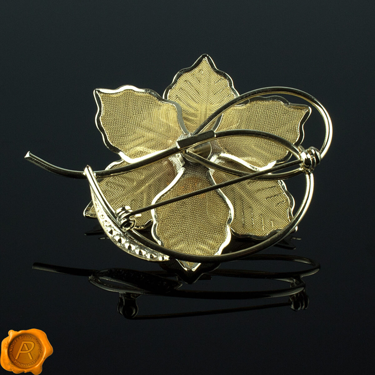 Amber Gold Swarovski Brooch - Image 4
