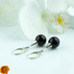 Cherry Amber Sphere Earrings - Image 2