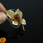 Amber Gold Flower Brooch - Image 2