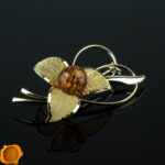 Amber Gold Flower Brooch