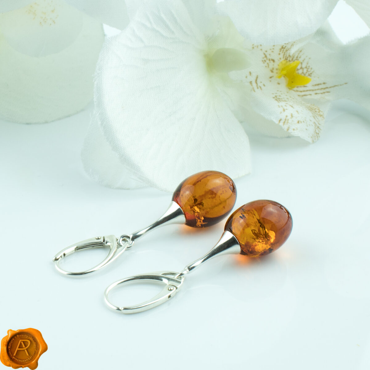 Honey Amber Olive Earrings - Image 2