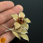 Exquisite Amber Flower Brooch - Image 2