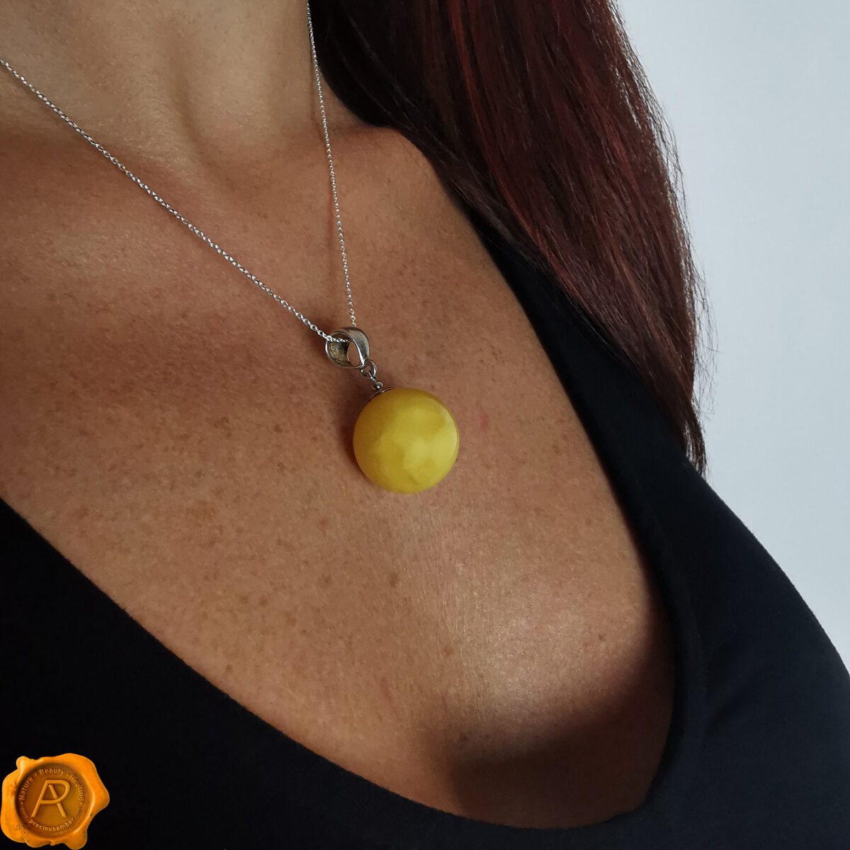 Amber Sphere Pendant 20mm - Image 2