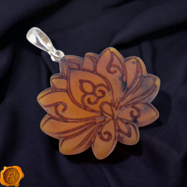 Lotus Gift Gemstone Baltic Amber Teardrop Pendant Charm Necklace, Large Flower Tear Drop, Teardrop Sterling Silver Jewelry Flower Art Gifts
