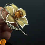 Amber Gold Swarovski Brooch - Image 3