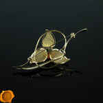 Amber Gold Flower Brooch - Image 4