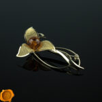 Delicate Amber Gold Brooch