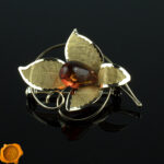 Amber Gold Flower Brooch