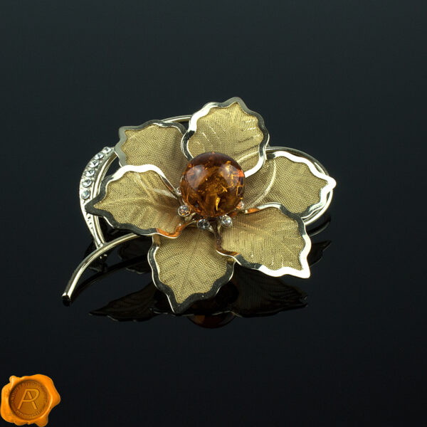 Amber Gold Swarovski Brooch