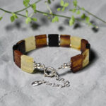 Engraved Amber Tree Bark Silver Bracelet - Image 4