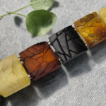 Engraved Amber Tree Bark Silver Bracelet - Image 6