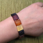 Engraved Amber Tree Bark Silver Bracelet - Image 2