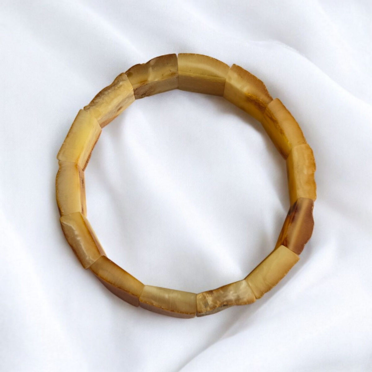 Raw Butterscotch Amber Elastic Bangle - Image 3