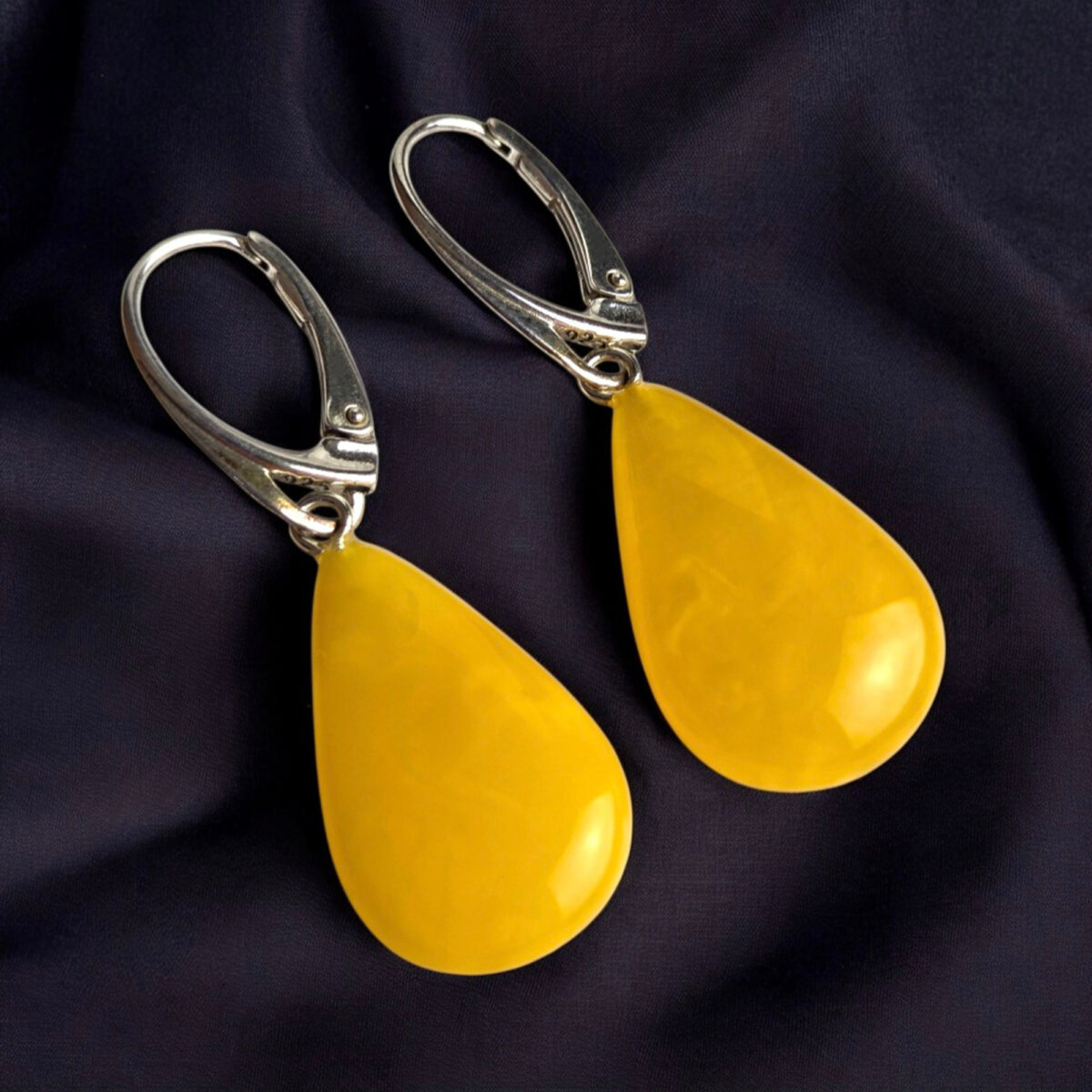 Classic Butterscotch Baltic Amber Earrings Silver Large Gemstone Teardrop Small Natural Real Amber Drop Everyday Jewelry Earrings Gift Women