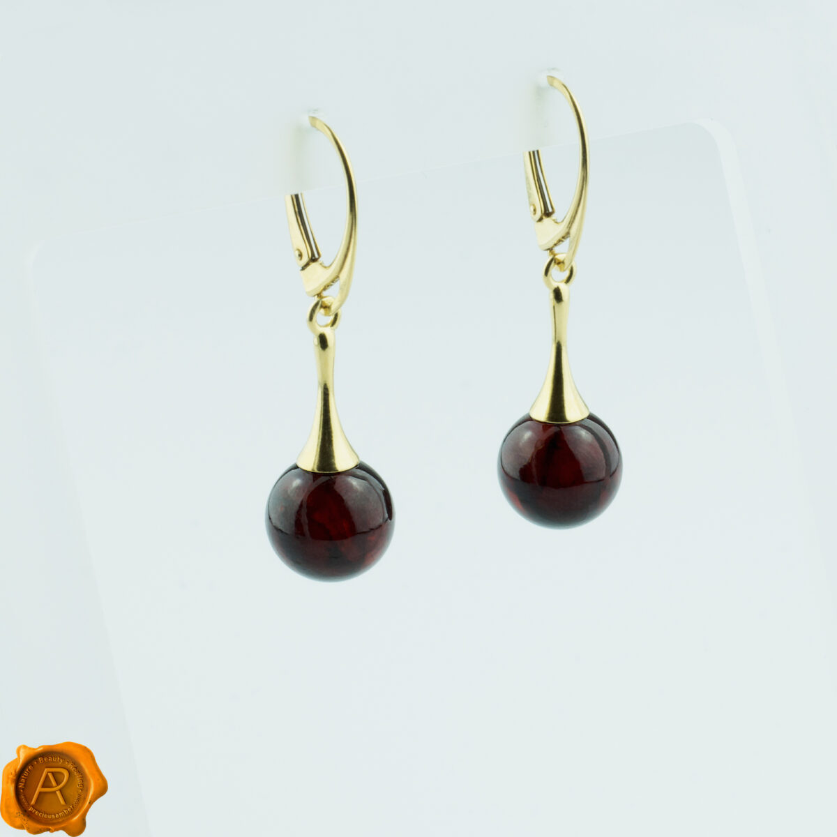 Cherry Amber Gold Earrings - Image 3