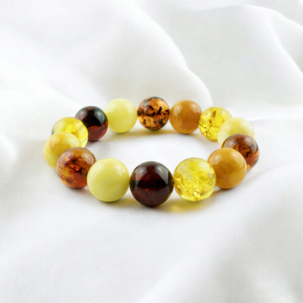 natural baltic amber gemstone bracelet elastic unisex stretchy ball bracelet