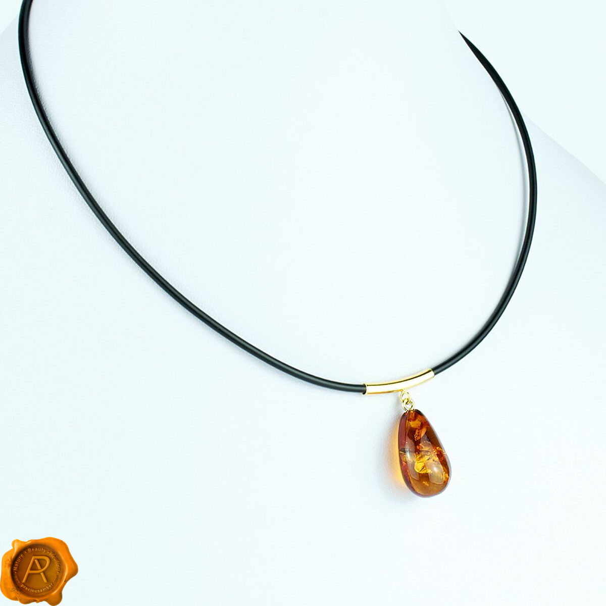 Amber Gold Choker Pendant - Image 2