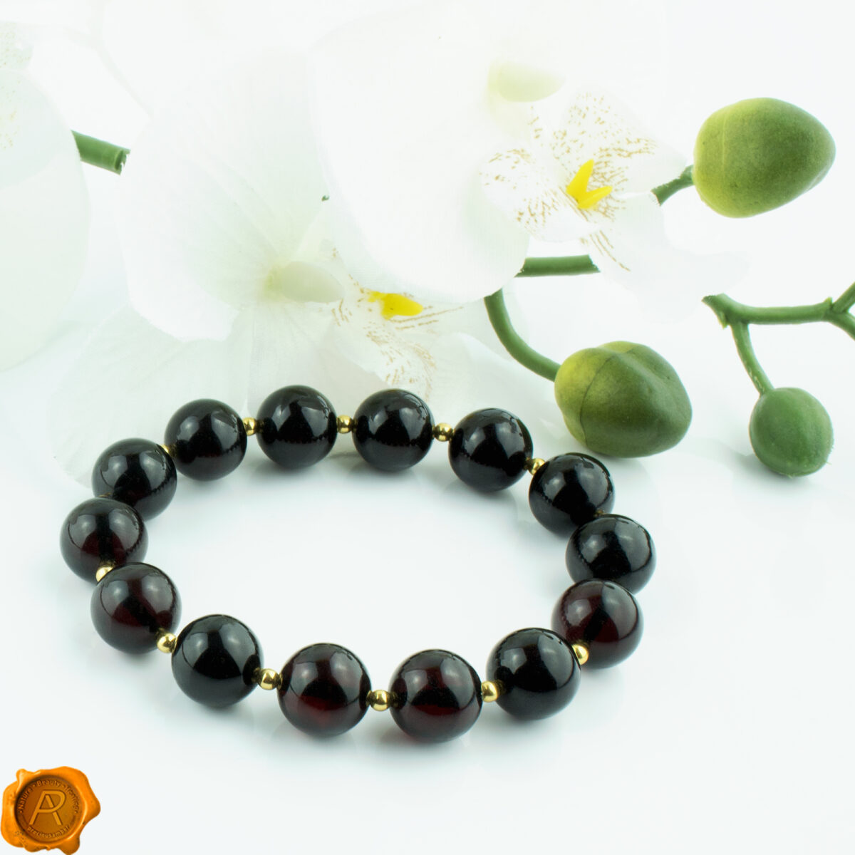 Dark-Cherry-Gold-Amber-Bracelet-for-women Cherry Amber Gold Bracelet - Image 3