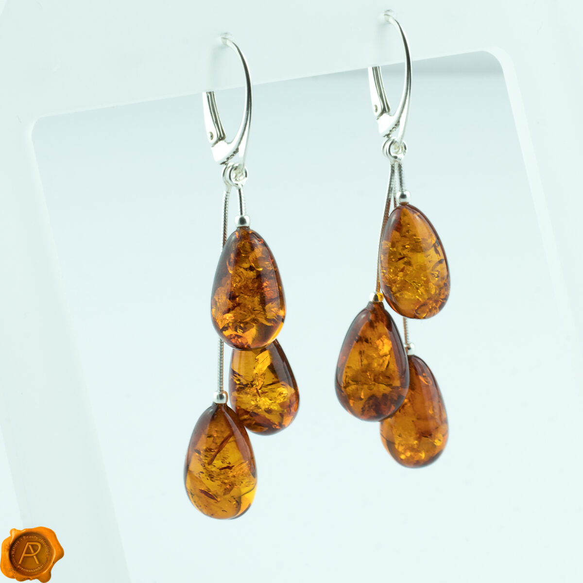 Multi Teardrop Amber Earrings - Image 1