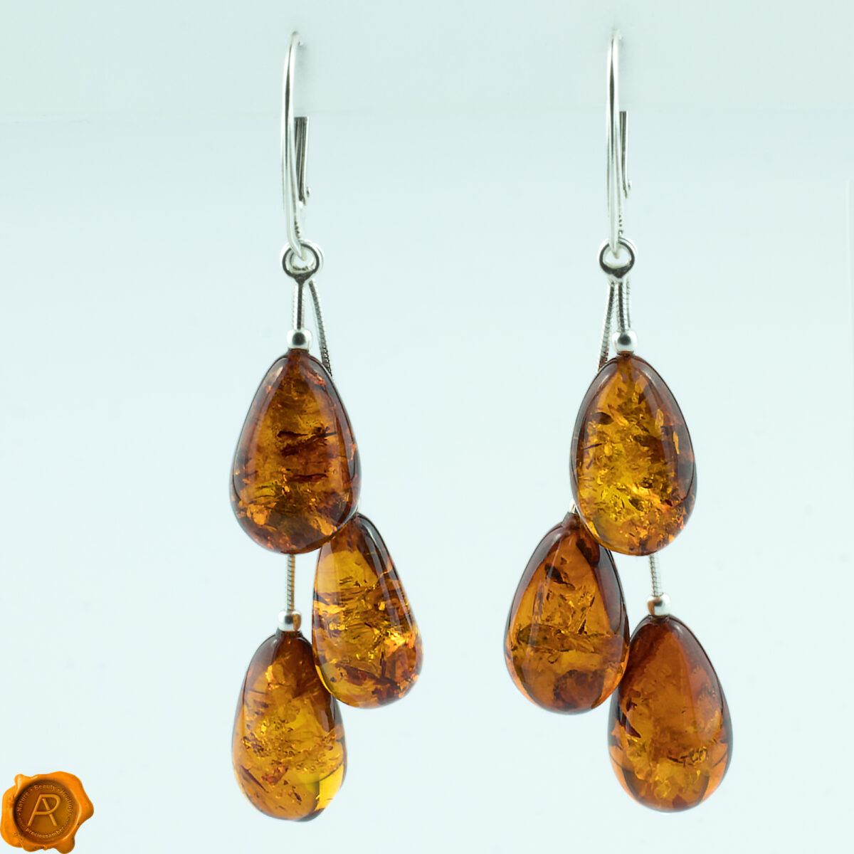 Multi Teardrop Amber Earrings - Image 4