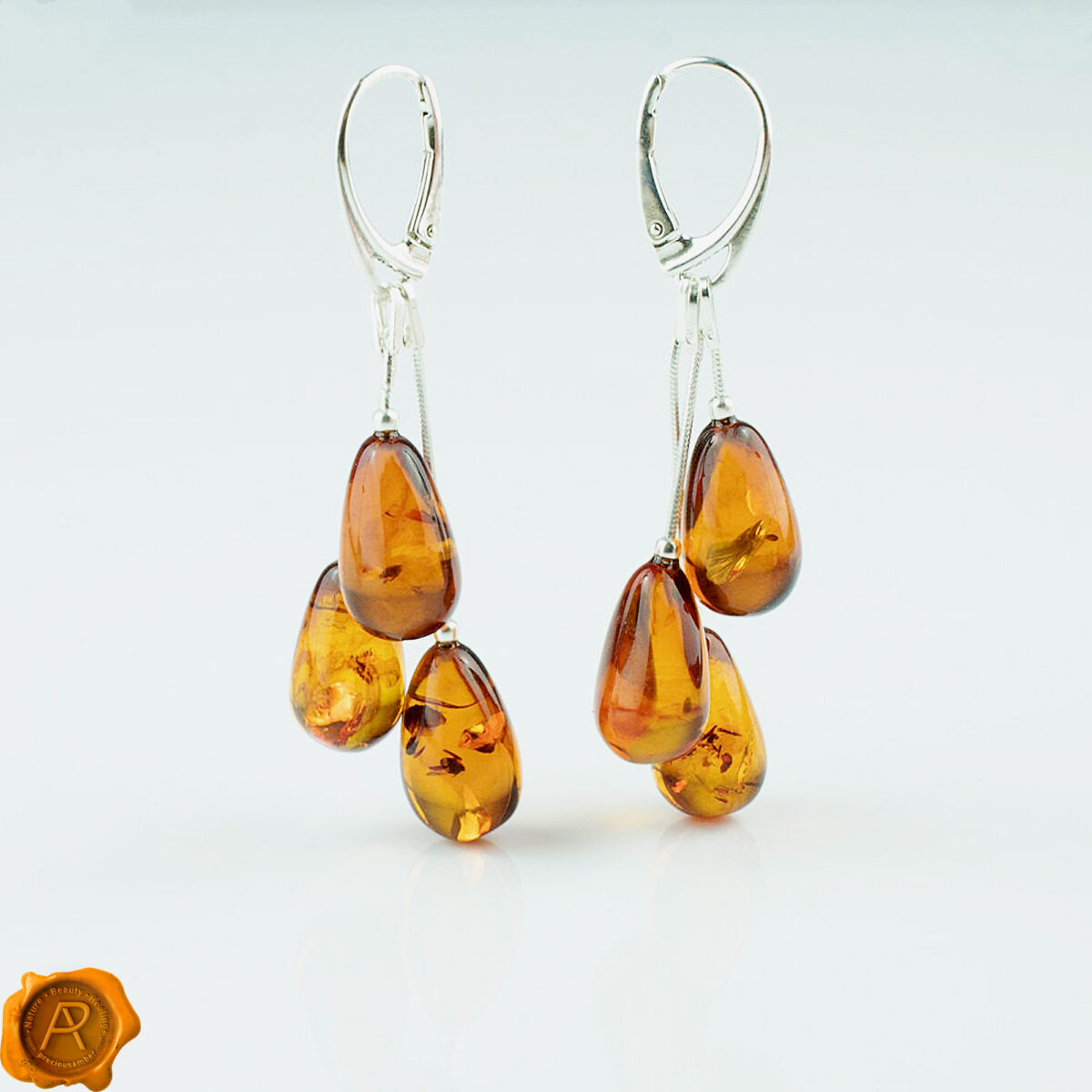 Multi Teardrop Amber Earrings - Image 7