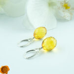 Faceted Amber Olive Earrings - Image 4