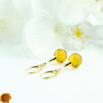 Faceted Amber Gold Earrings - Image 2