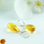 Faceted Amber Teardrop Earrings - Image 3