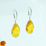 Faceted Amber Teardrop Earrings - Image 4
