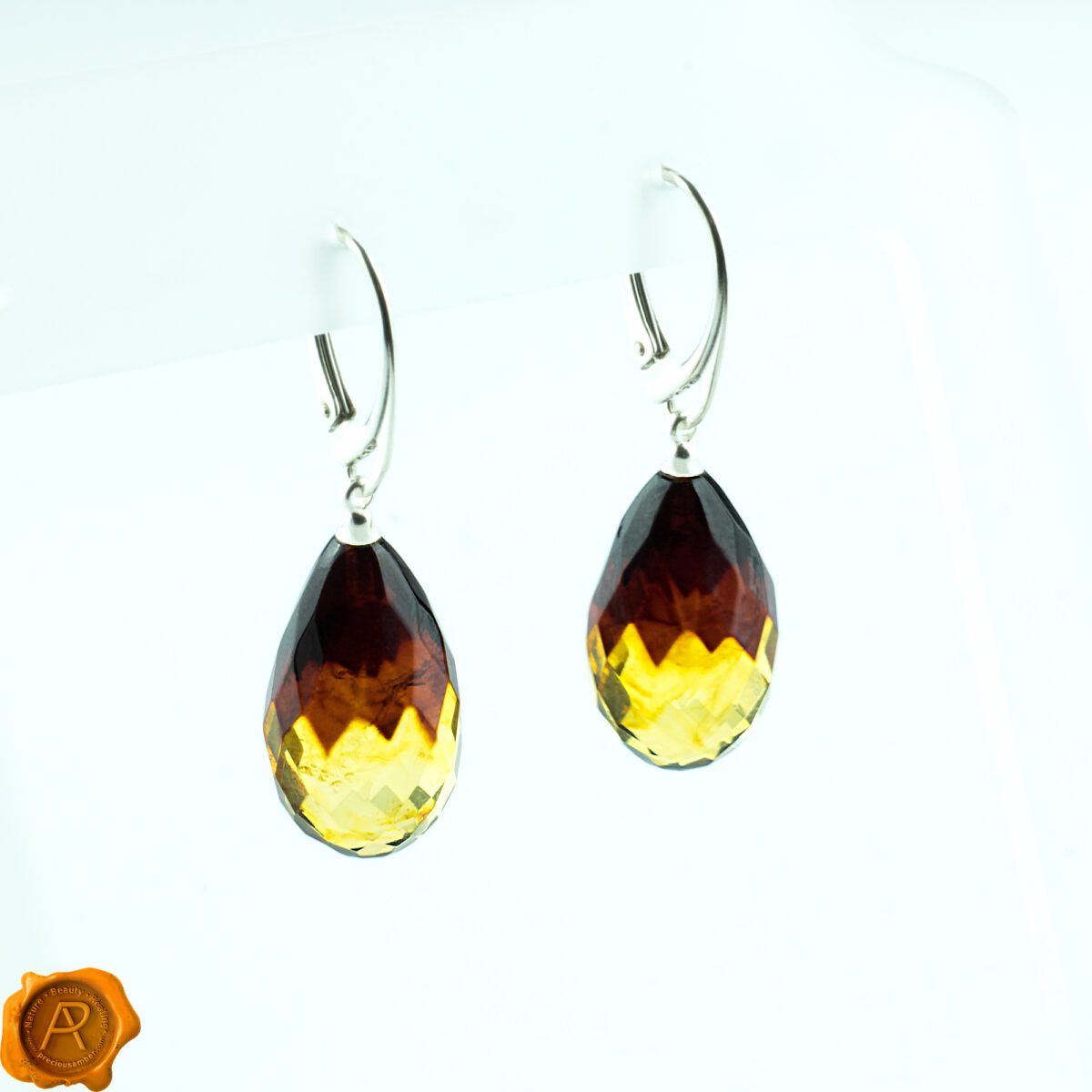 Faceted Amber Teardrops - Image 1