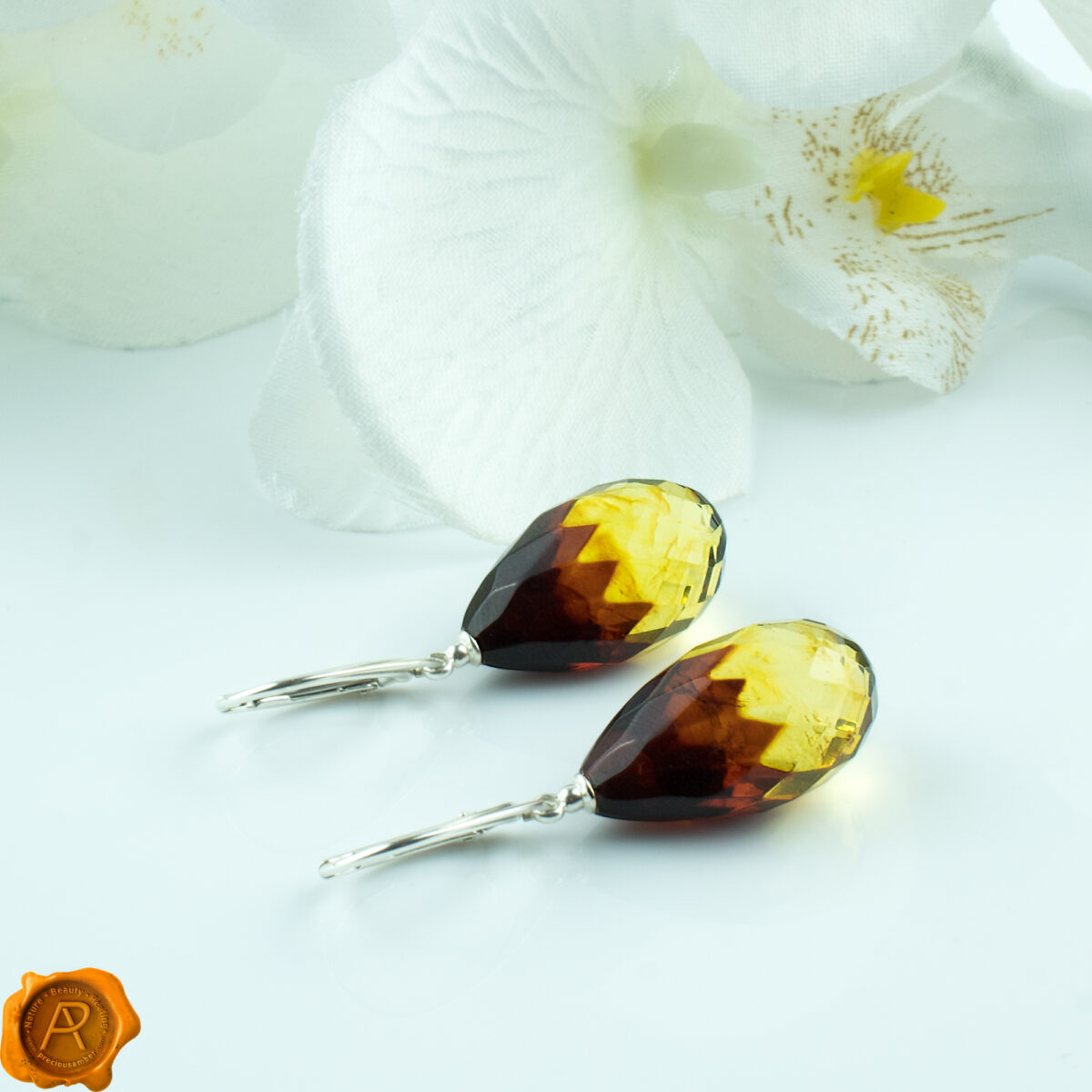 Faceted Amber Teardrops - Image 2