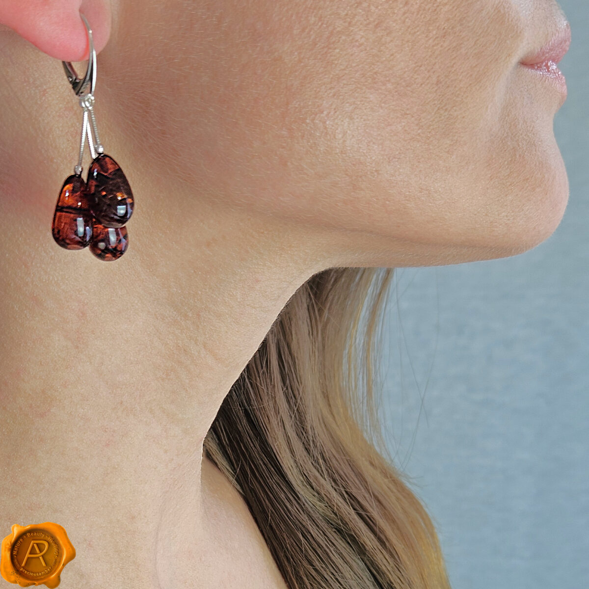 Multi Teardrop Amber Earrings - Image 2