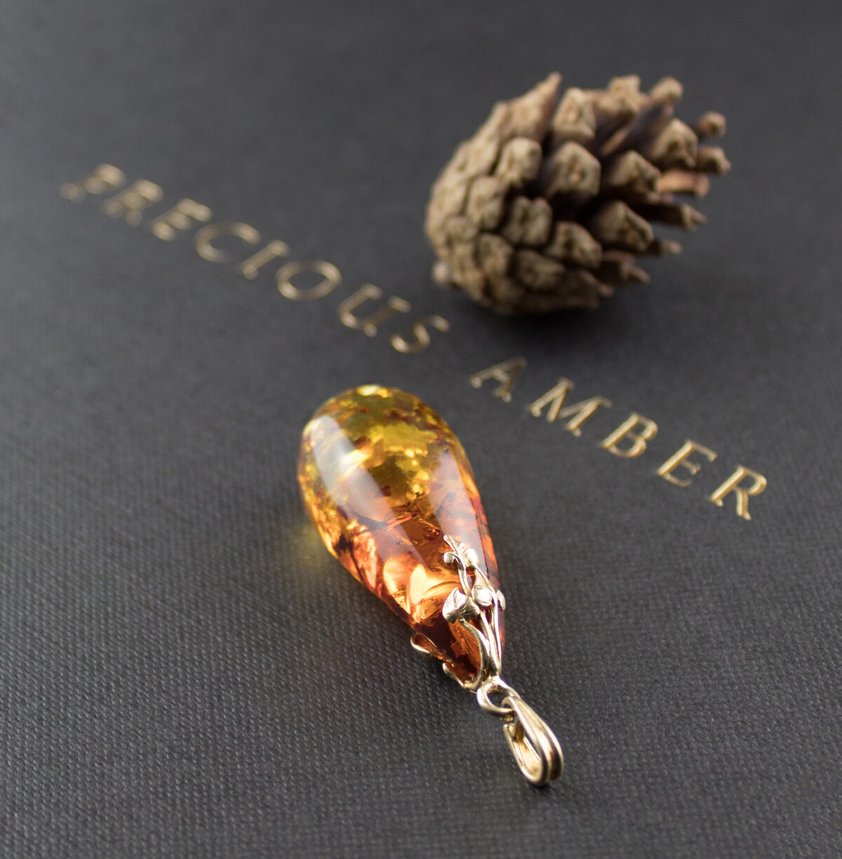 Cognac Amber Gold Teardrop - Image 2