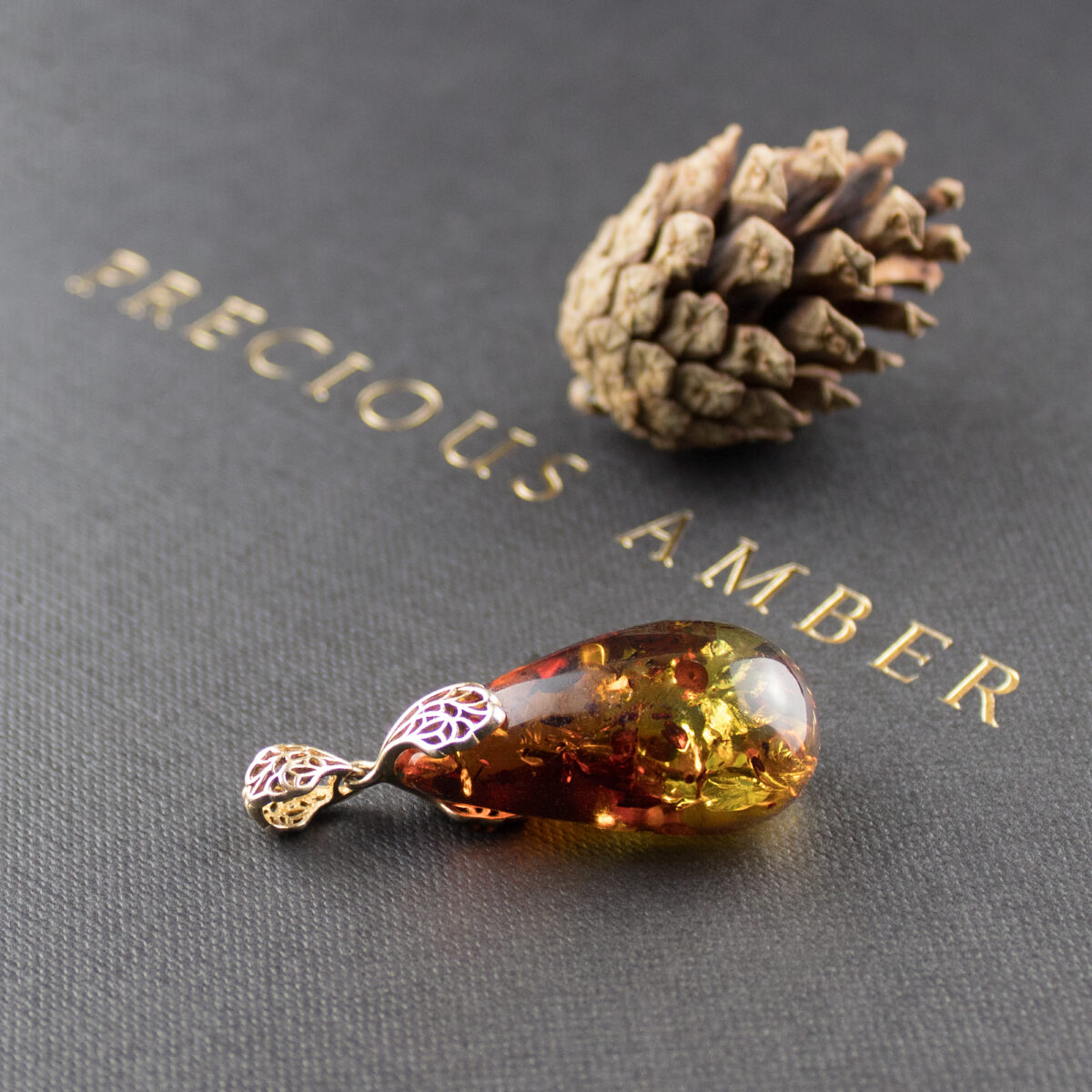 Cognac Amber Gold Teardrop - Image 1