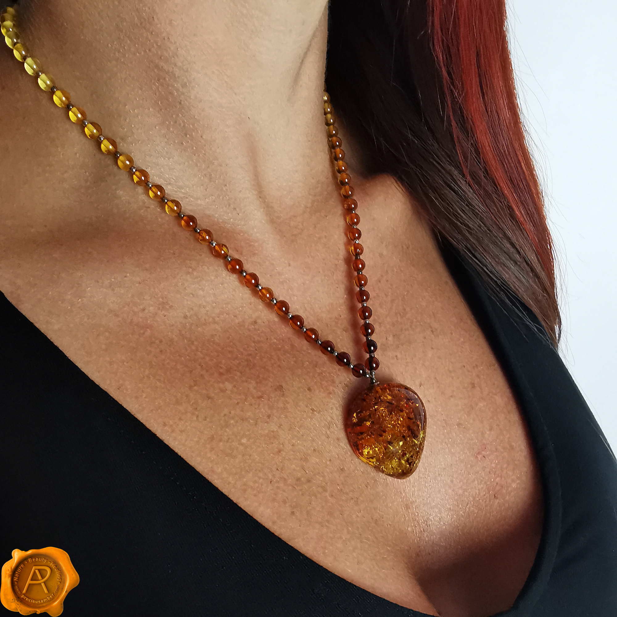 Large Baltic Amber Pendant Made of Genuine Amber.