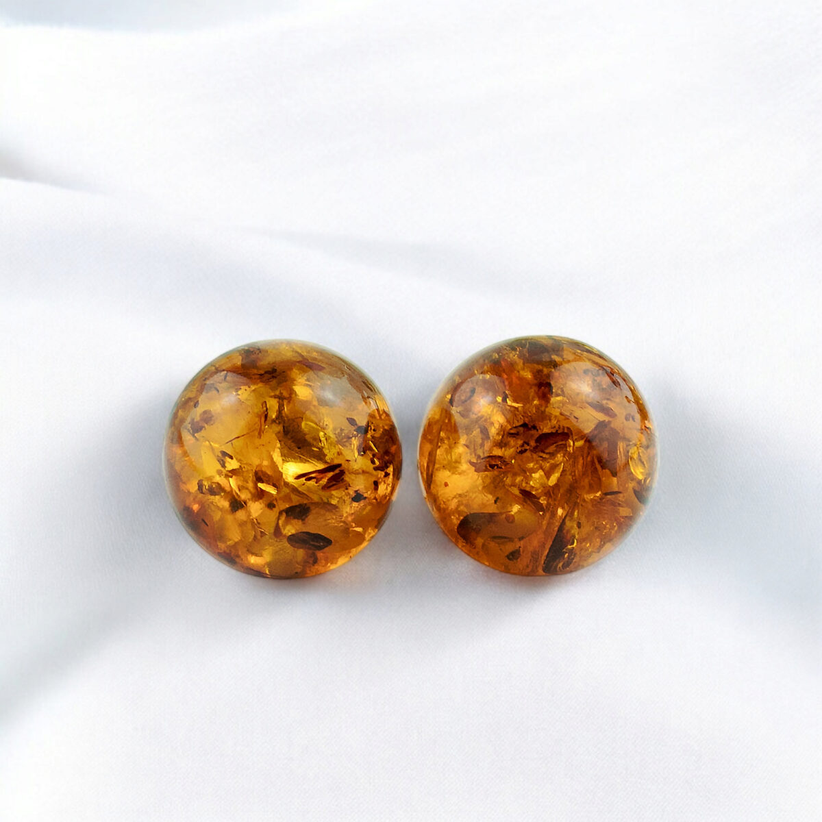 Cognac Amber Sphere Earrings 20mm - Image 3