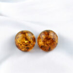 Cognac Amber Sphere Earrings 20mm - Image 3