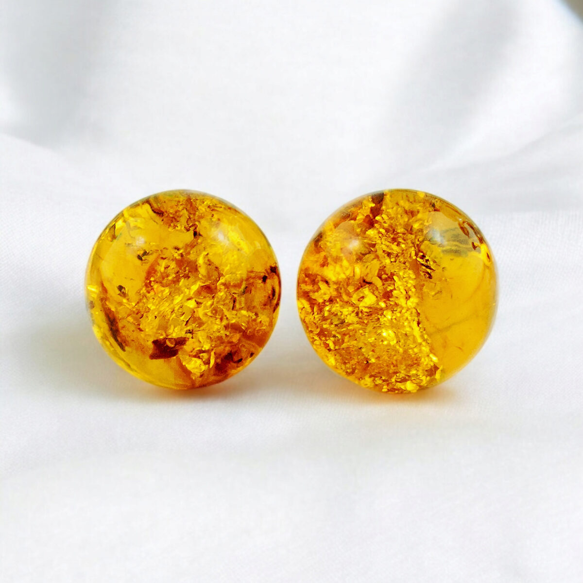 Large Natural Baltic Amber Silver Round Ball Drop Earrings Women, Gemstone Teardrop Sphere Earrings Crystal Earring Sterling Silver