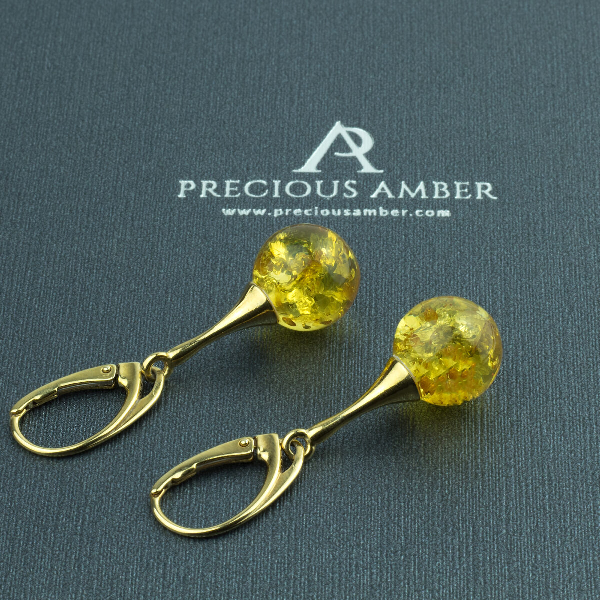 Baltic Lemon Amber Sphere Earrings Baltic Lemon Amber Sphere Earrings